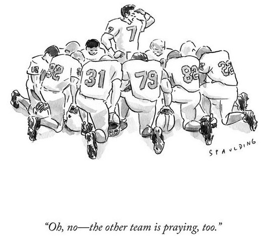 The other team is praying too.