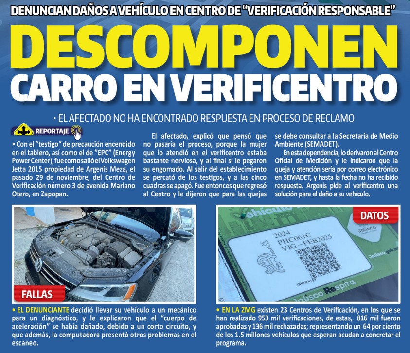 Descomponen carro en verificentro.